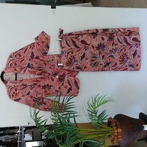 VINTAGE BoHo Robert Terry Jacket & Wrap Skirt Set in Exotic Print Size 8  (12.5)